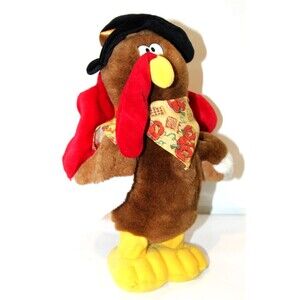 Dan Dee Plush Turkey Thanksgiving Decoration Felt Hat Scarf Autumn Decor 15"
